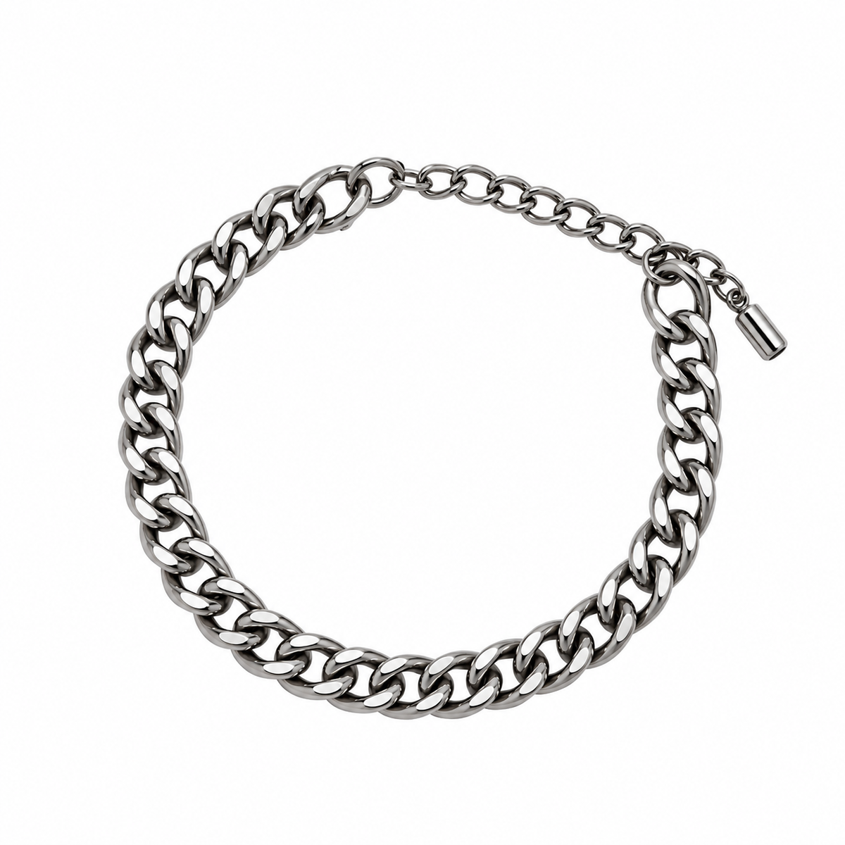 Migant men's slim silver curb chain bracelet