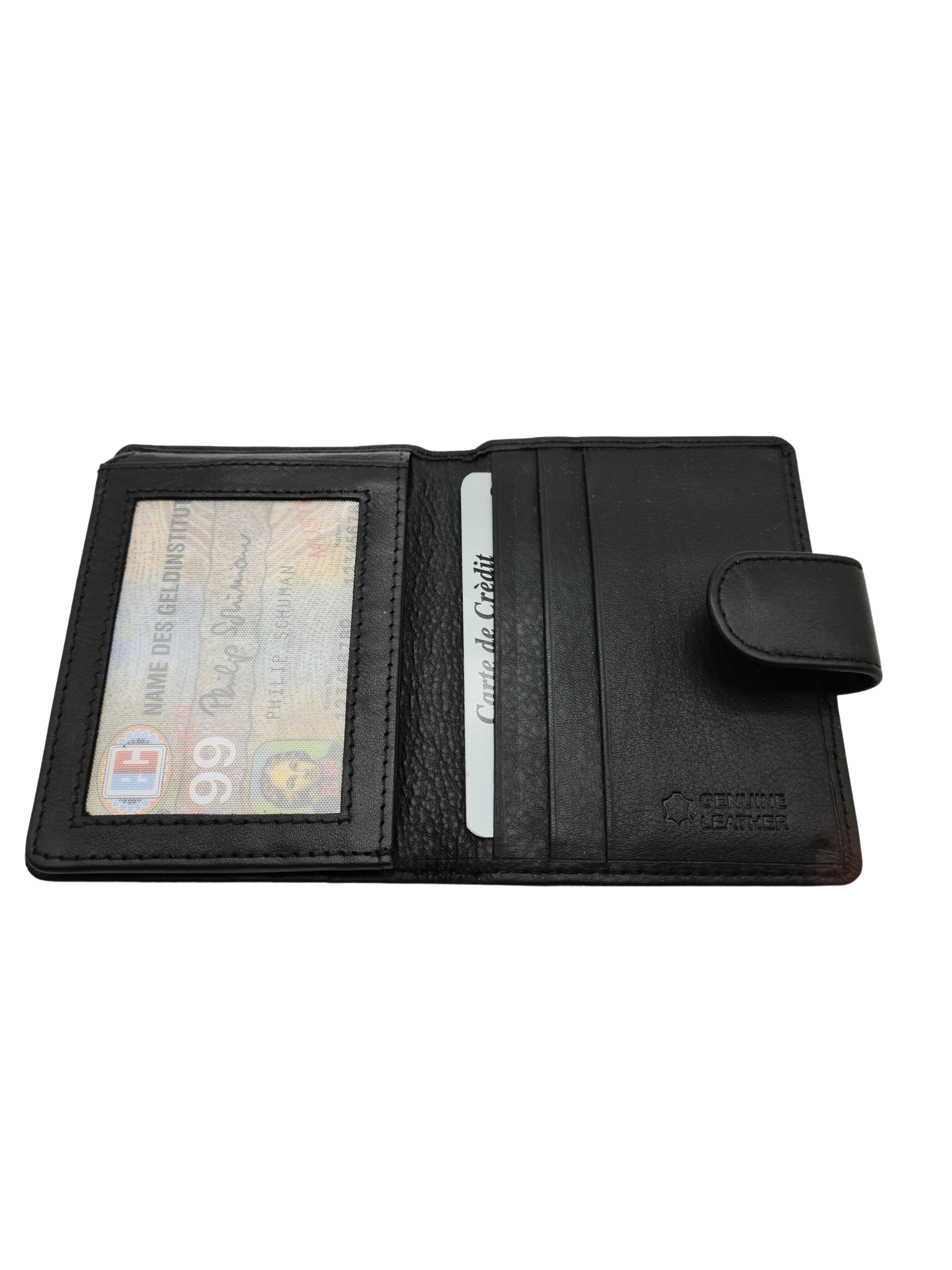 Men genuine leather card wallet 15 card slot and 1 note compartment black color
