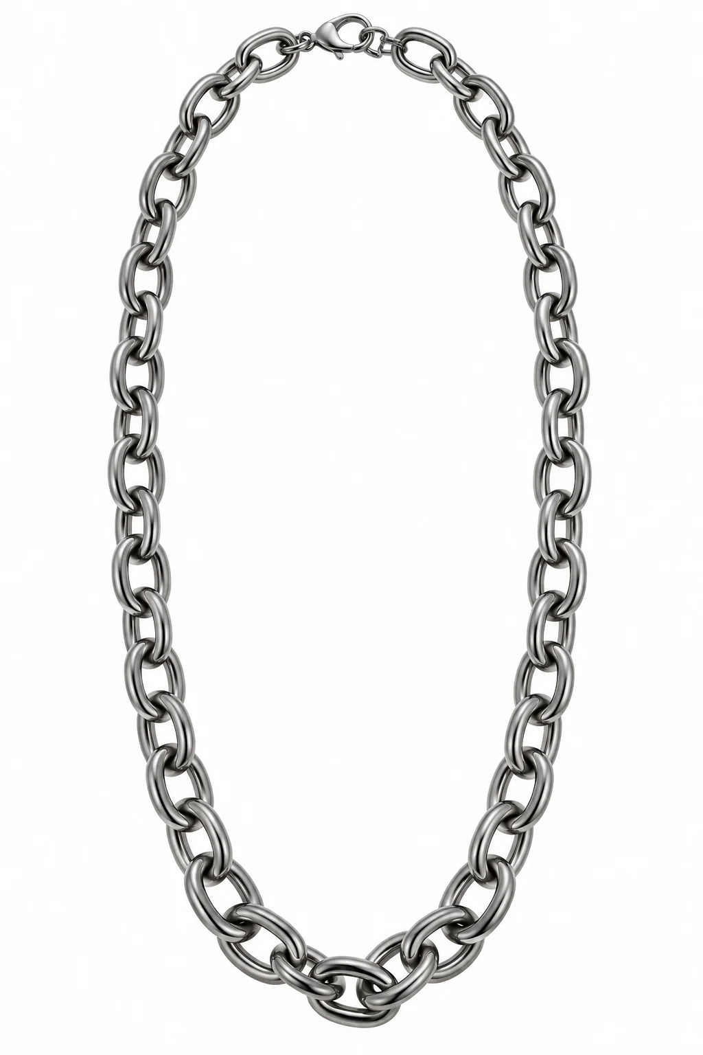 Migant men's silver-tone chunky oval-link chain necklace