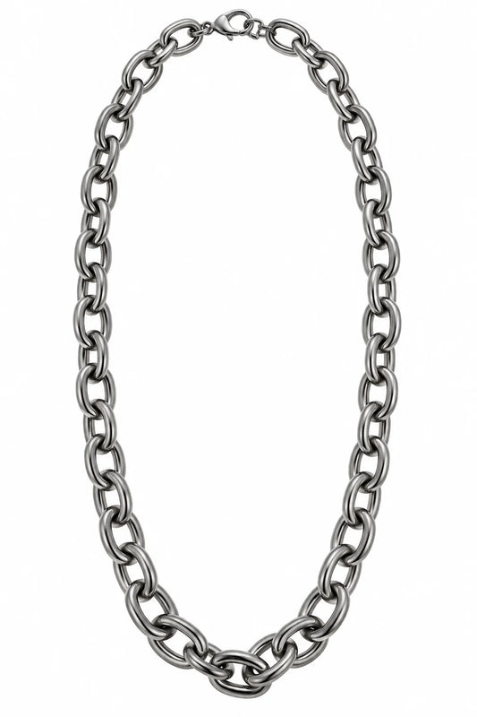 Migant men's silver-tone chunky oval-link chain necklace