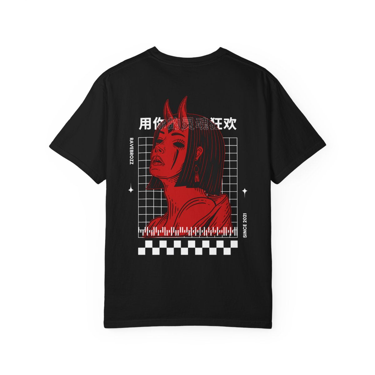 Ravebrozz Gothic Japanese Devil Girl Oversized T-Shirt