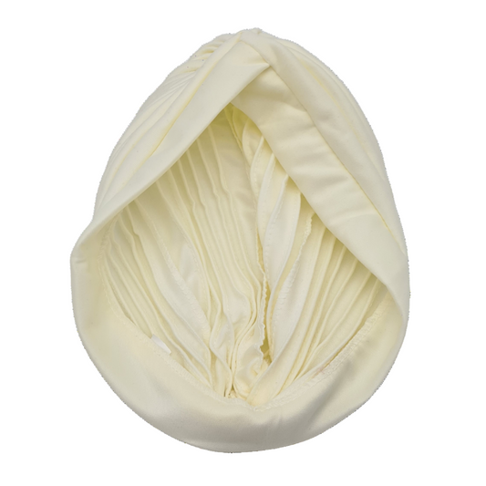 Migant pleated turban headband in white