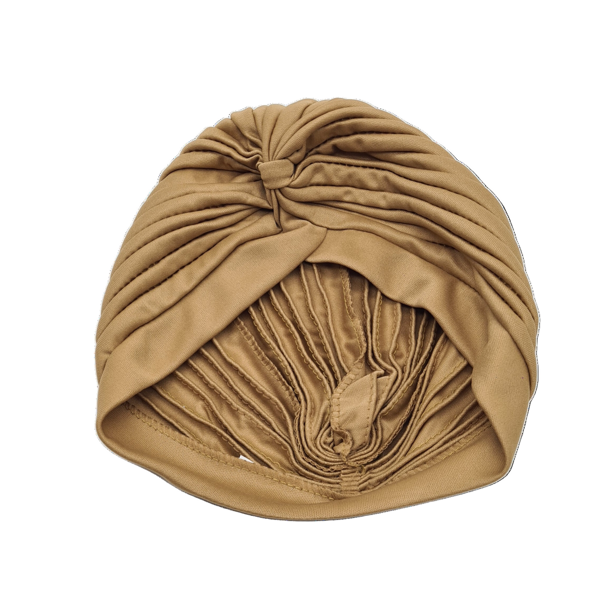 Migant pleated turban headband in light brown