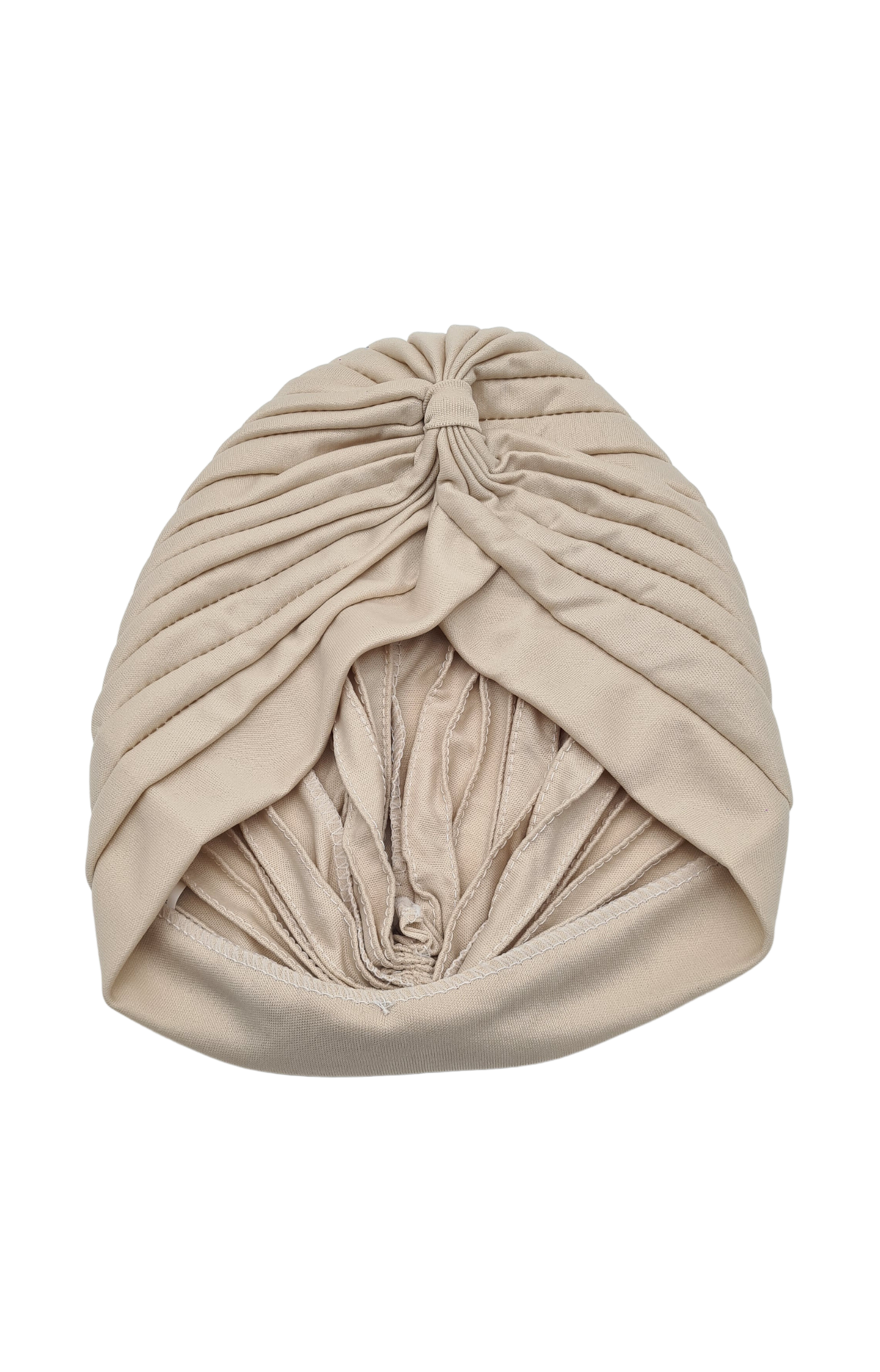 Migant pleated turban headband in lighter brown