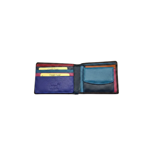Migant Design Multicolor leather wallet with RFID protection coin case 10 card slot and 2 note compartment - Migant