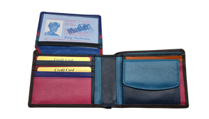 Migant Design Multicolor leather wallet with RFID protection coin case 10 card slot and 2 note compartment - Migant