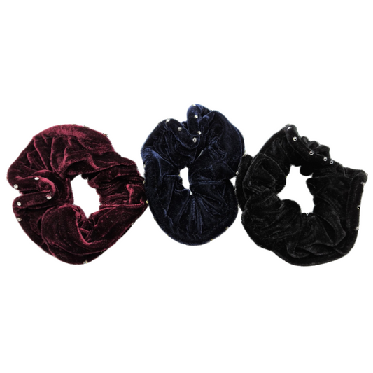 Migant Pearl Velvet Scrunchies – Set of 3