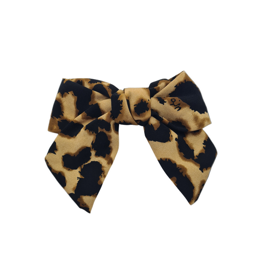 Leopard Print Velvet Hair Bow Clip