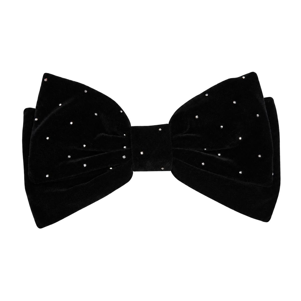 Migant red velvet bow hair clip worn in hair