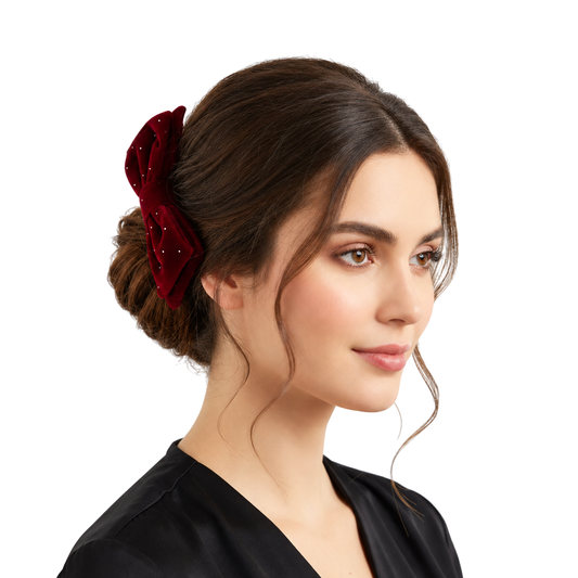 Migant red velvet bow hair clip – product photo
