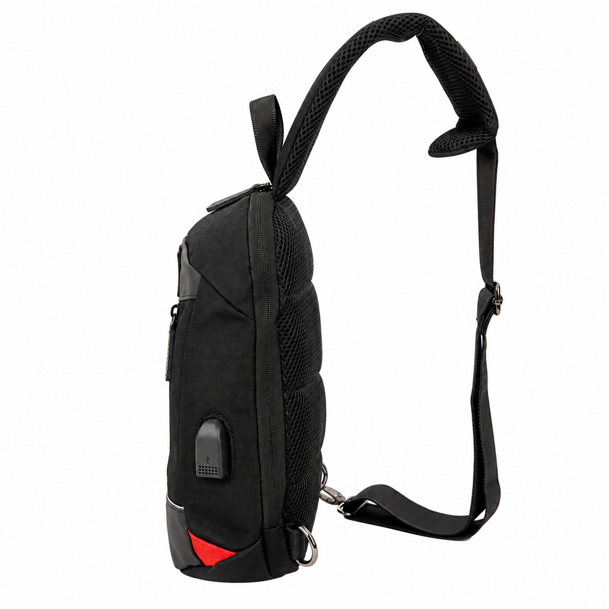Forecast Y-70032 Black crossbody bag side view on white background