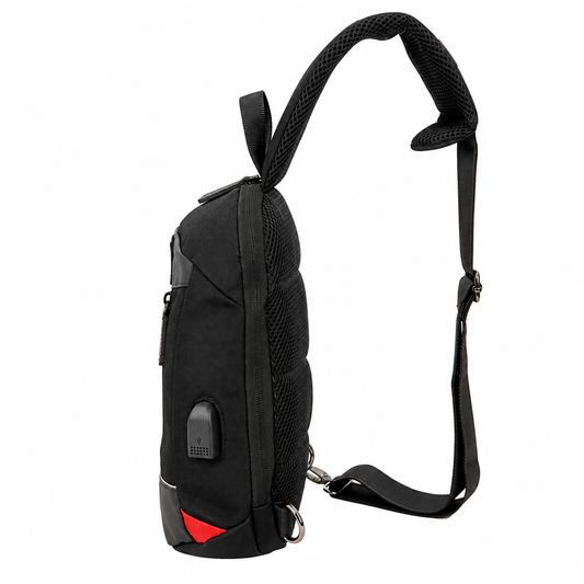 Forecast Y-70032 Black crossbody bag side view on white background
