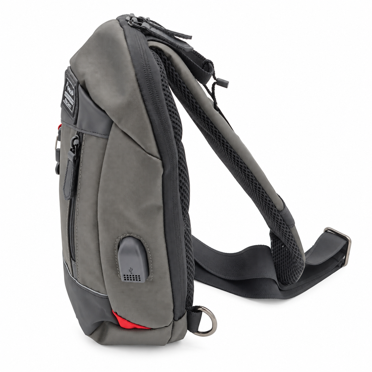 Forecast Y-70032 Gray crossbody bag side view on white background
