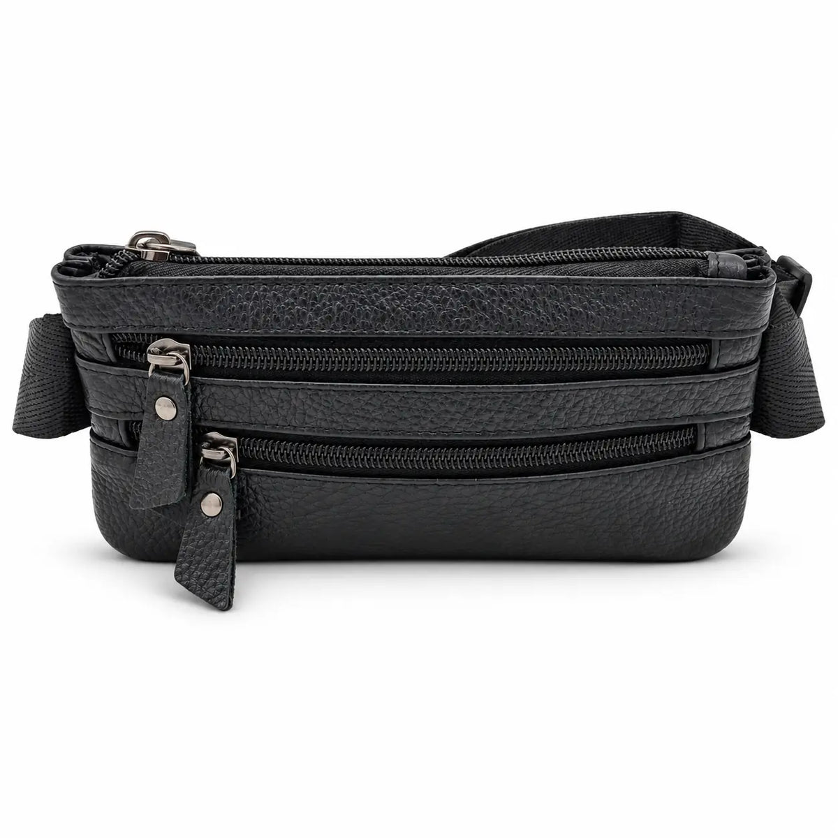 Migant full leather waist bag in black, front view