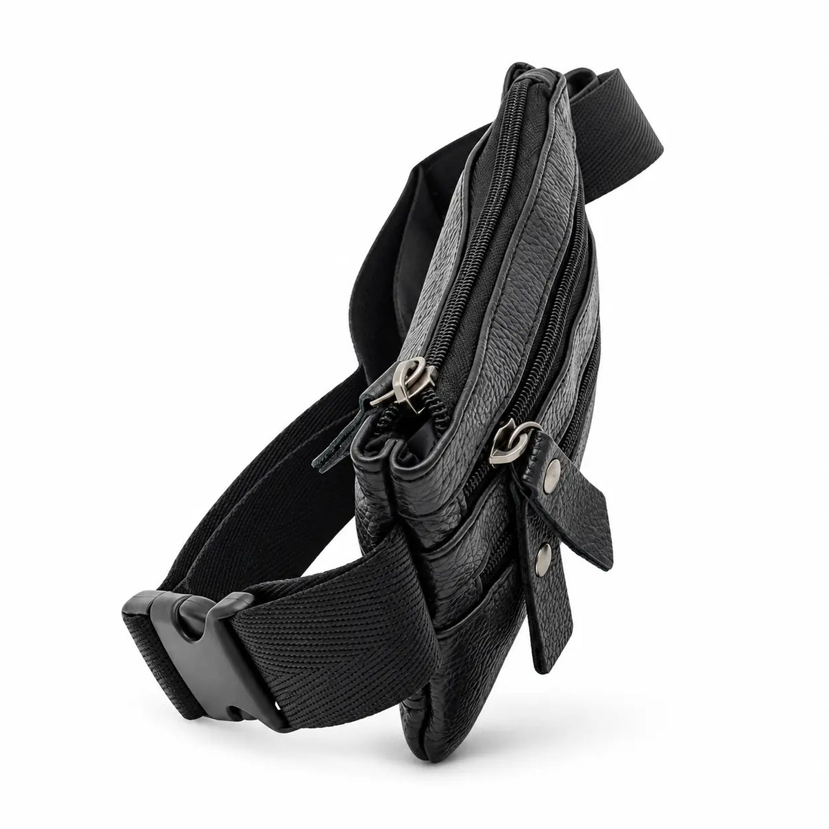 Migant full leather waist bag in black, side view