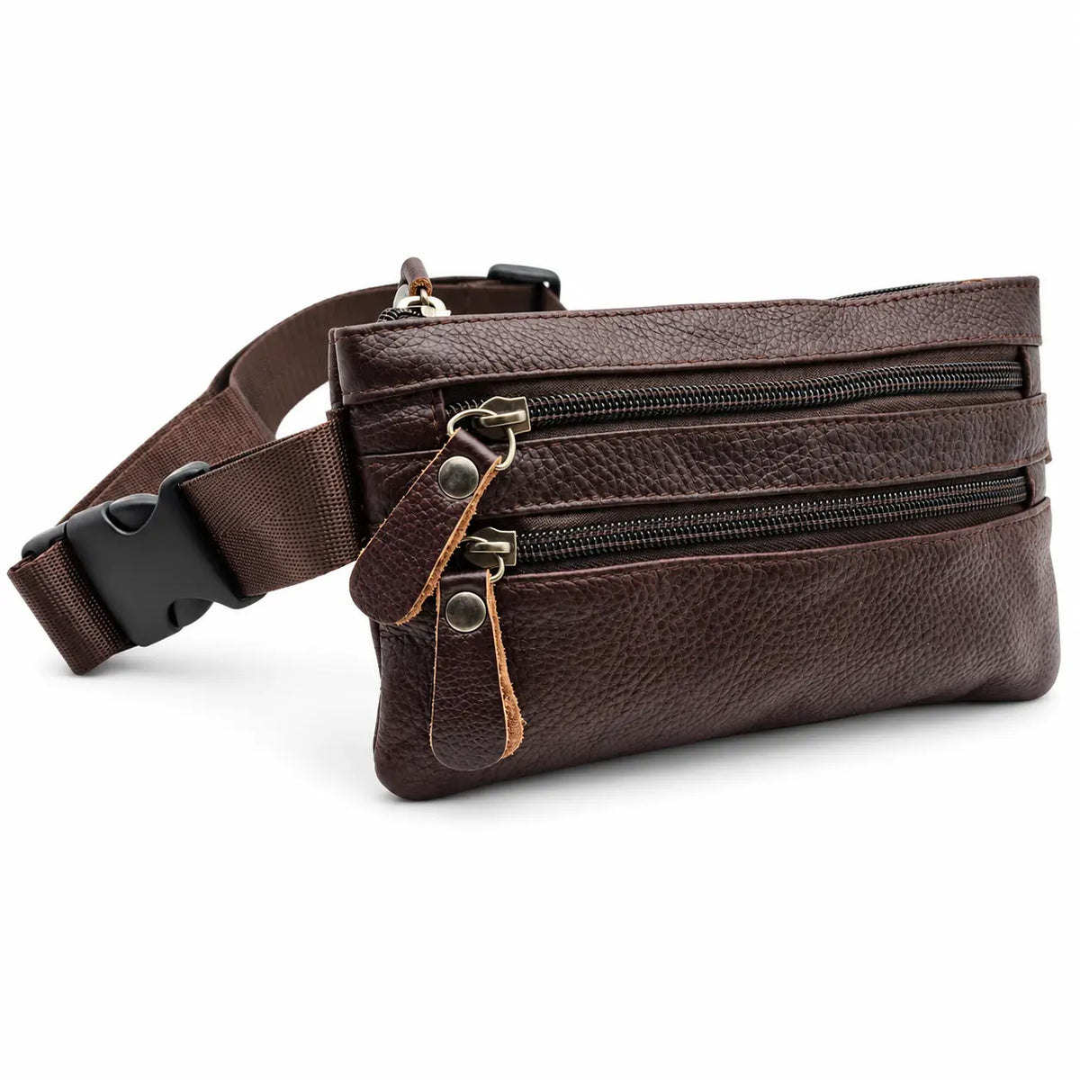 Migant full leather waist bag in brown, front view