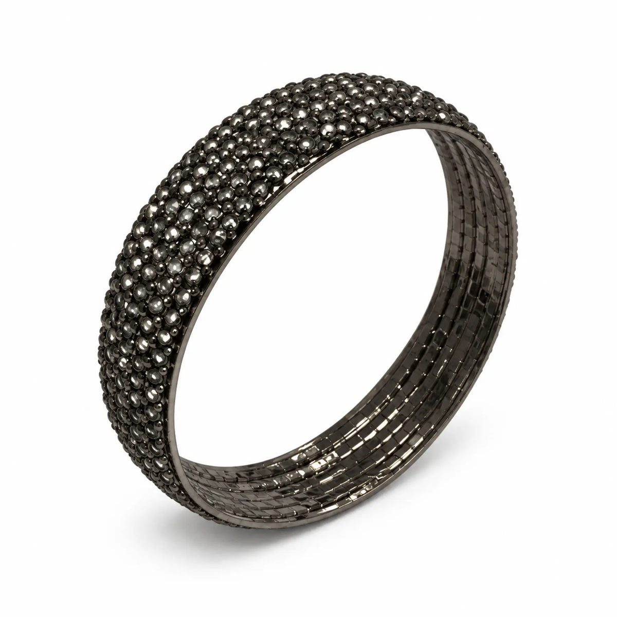 Gunmetal textured multi-row women's bangle bracelet
