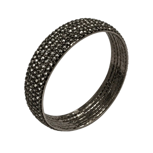 Gunmetal textured multi-row women's bangle bracelet