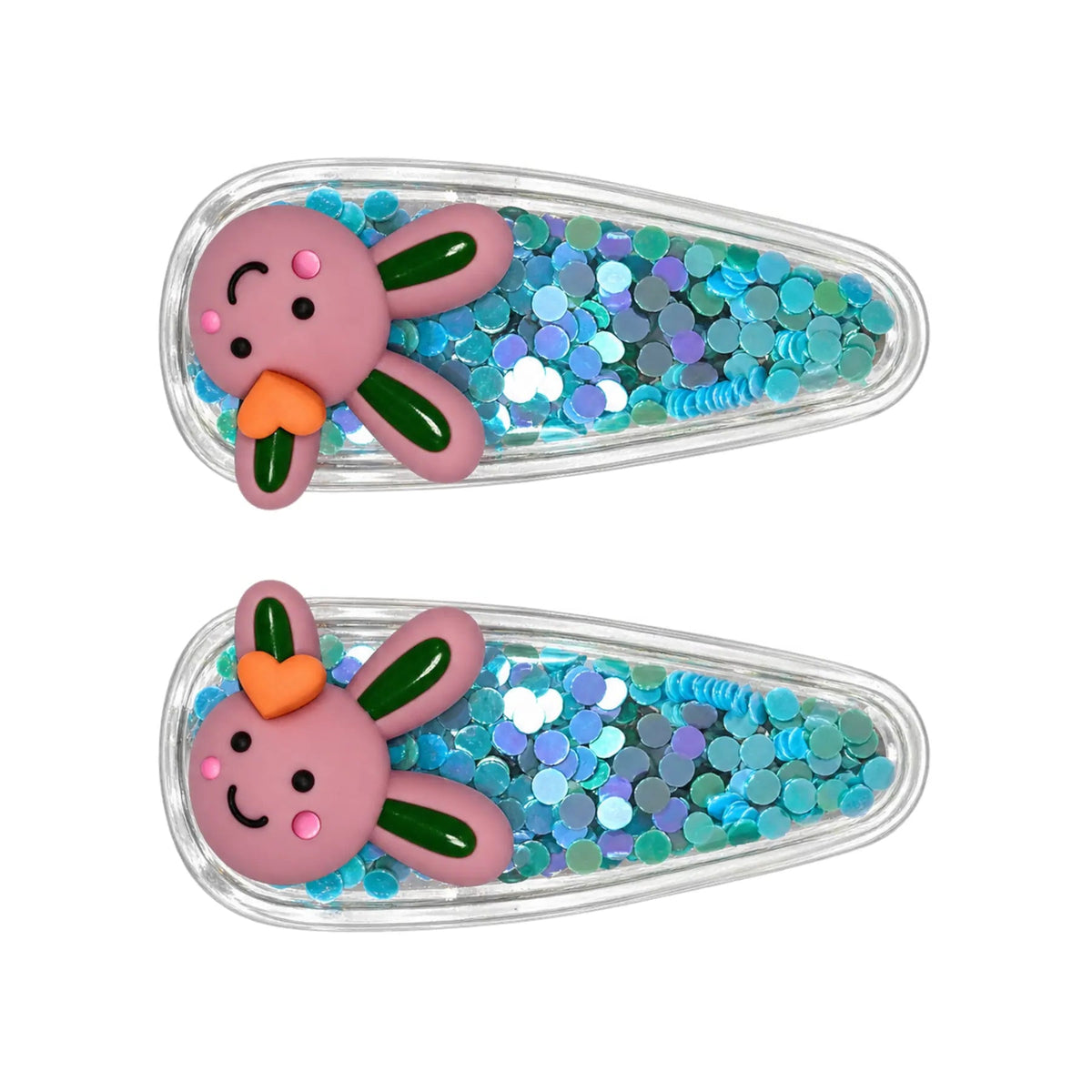 Kids bunny sequin snap hair clips, matching pair