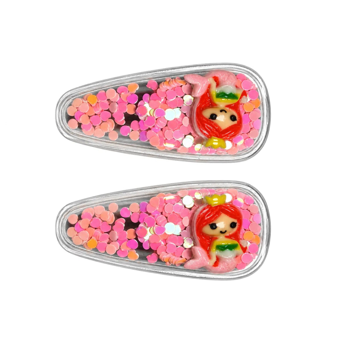 Kids mermaid sequin snap hair clips, matching pair