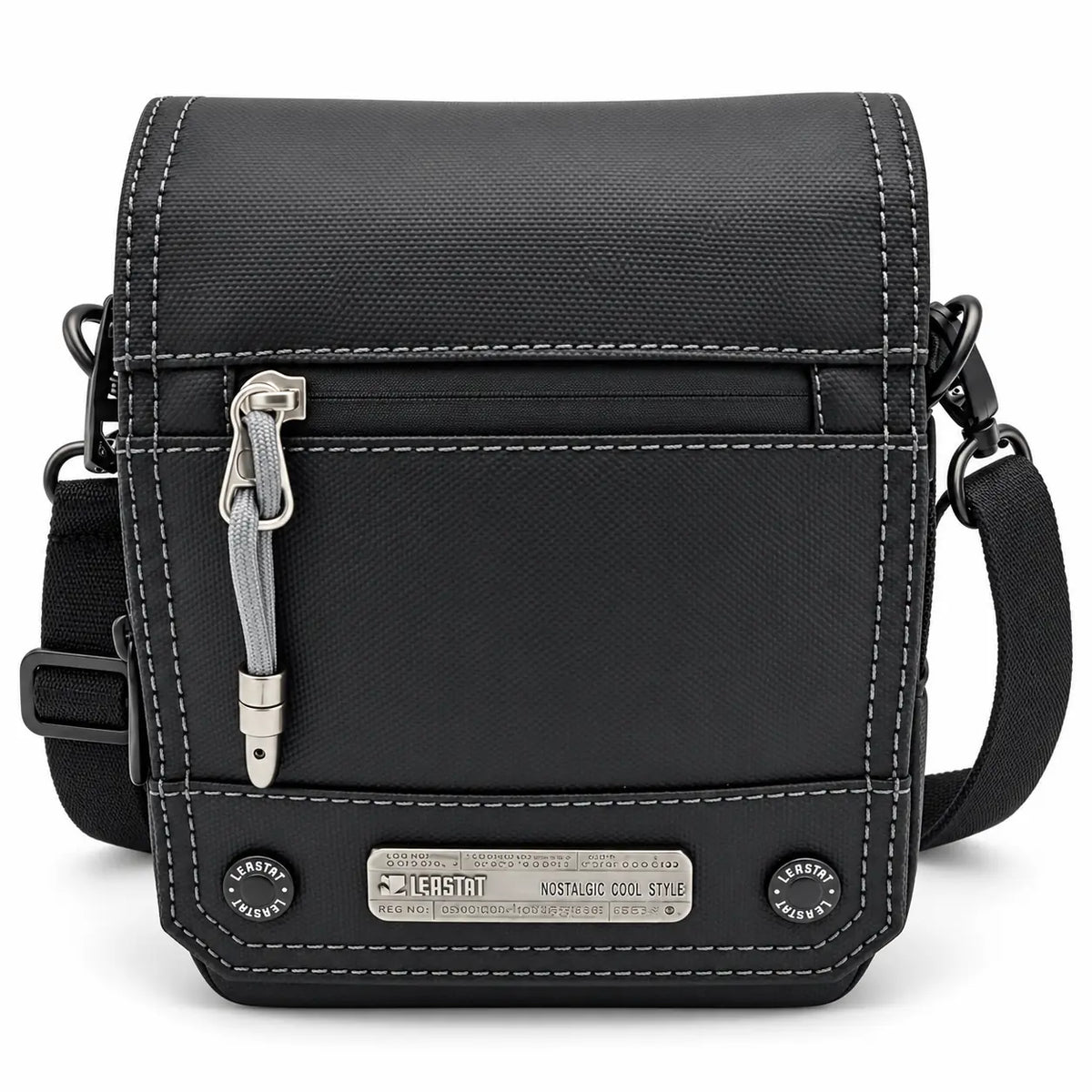 Leastat black shoulder bag 9690, front view