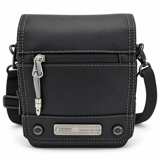 Leastat black shoulder bag 9690, front view
