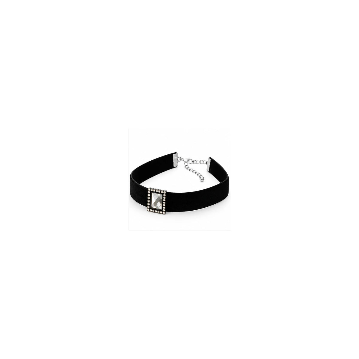 Migant women's black crystal choker necklace angled view