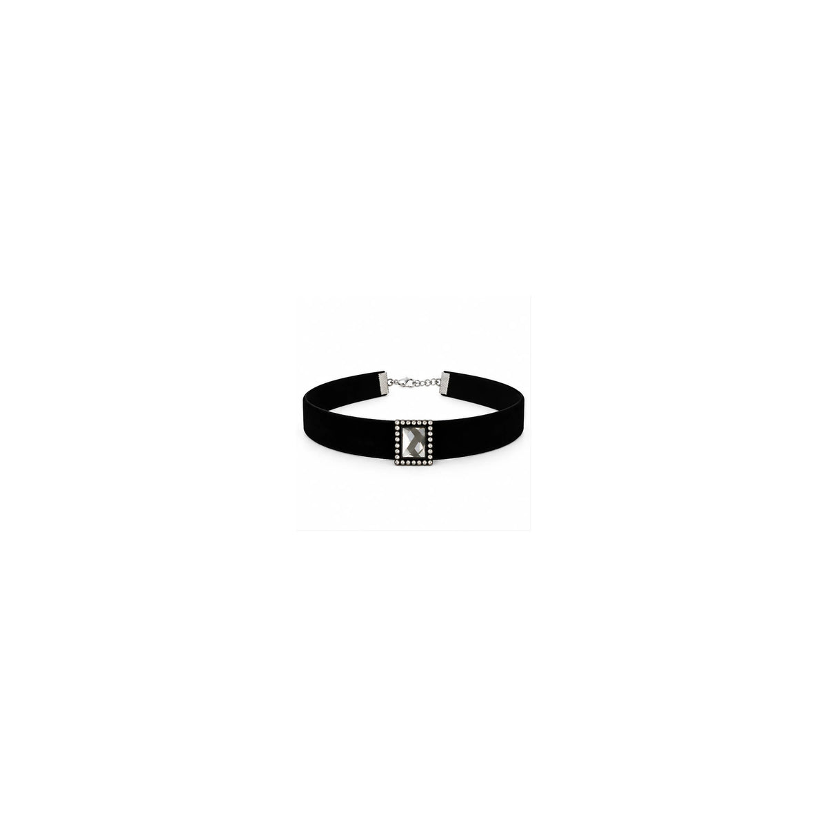 Migant women's black crystal choker necklace alternate front view