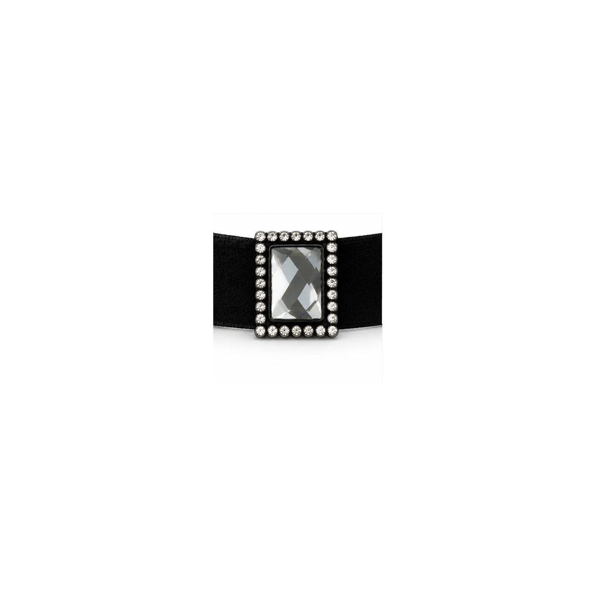 Migant women's black crystal choker necklace gemstone close-up
