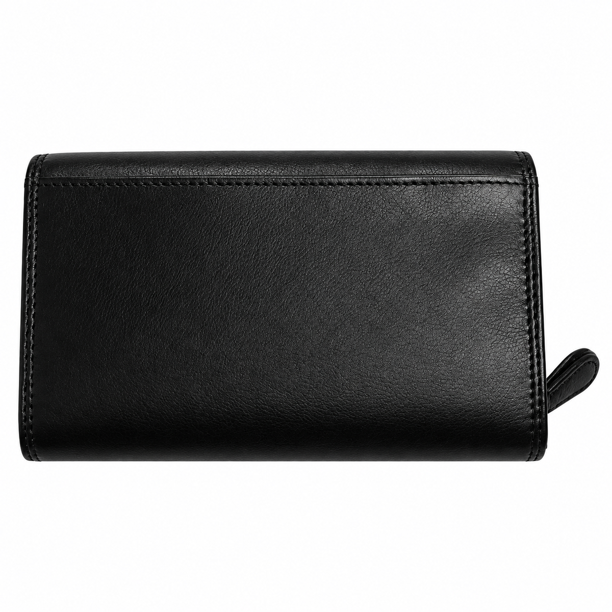 Migant black long leather wallet back view
