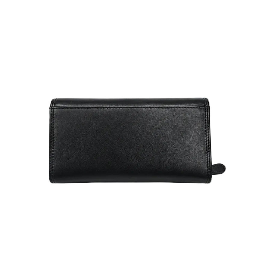 Migant women's black long wallet back view