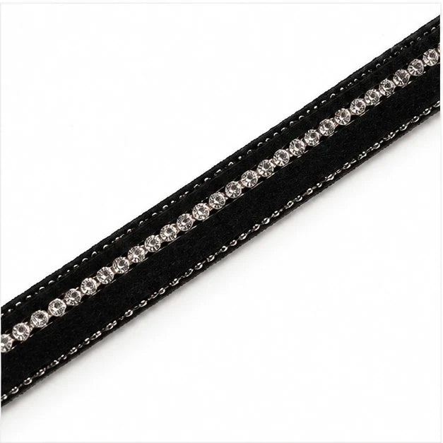 Migant women's black rhinestone choker necklace rhinestone detail