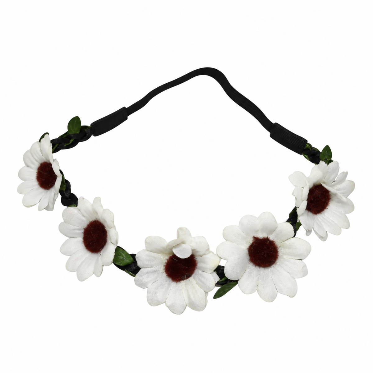 Migant boho floral elastic headband in white