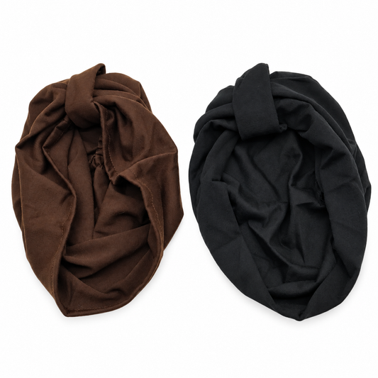 Migant brown and black soft knotted turban headbands