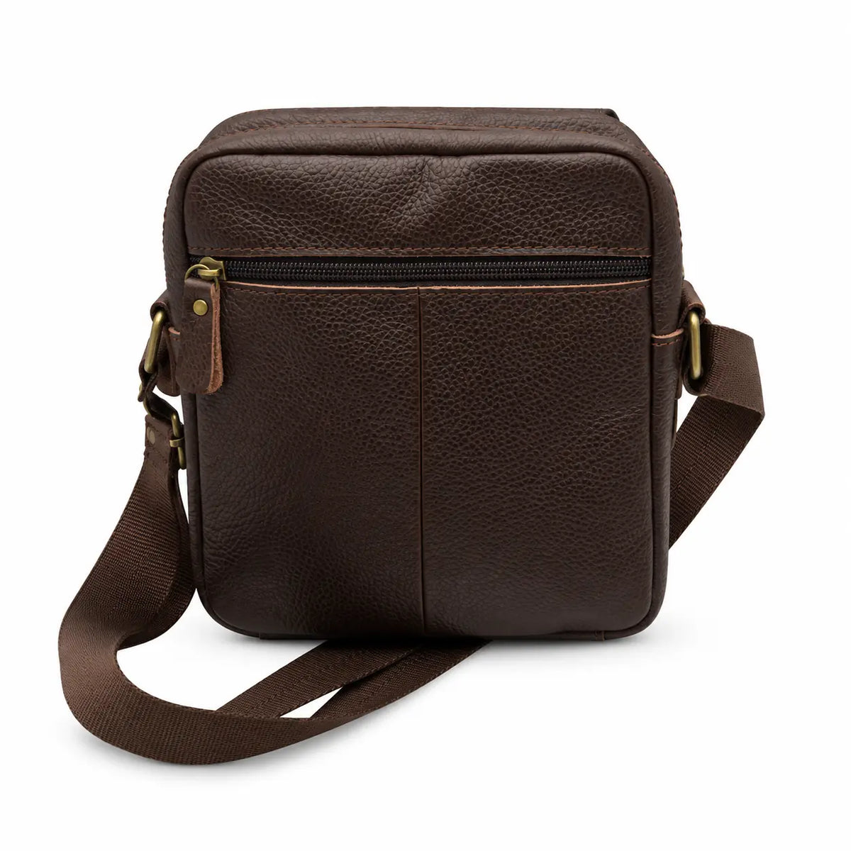 Migant classic brown leather shoulder bag, rear view