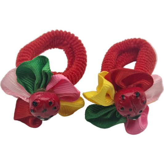 Migant colorful flower hair elastic with red loop