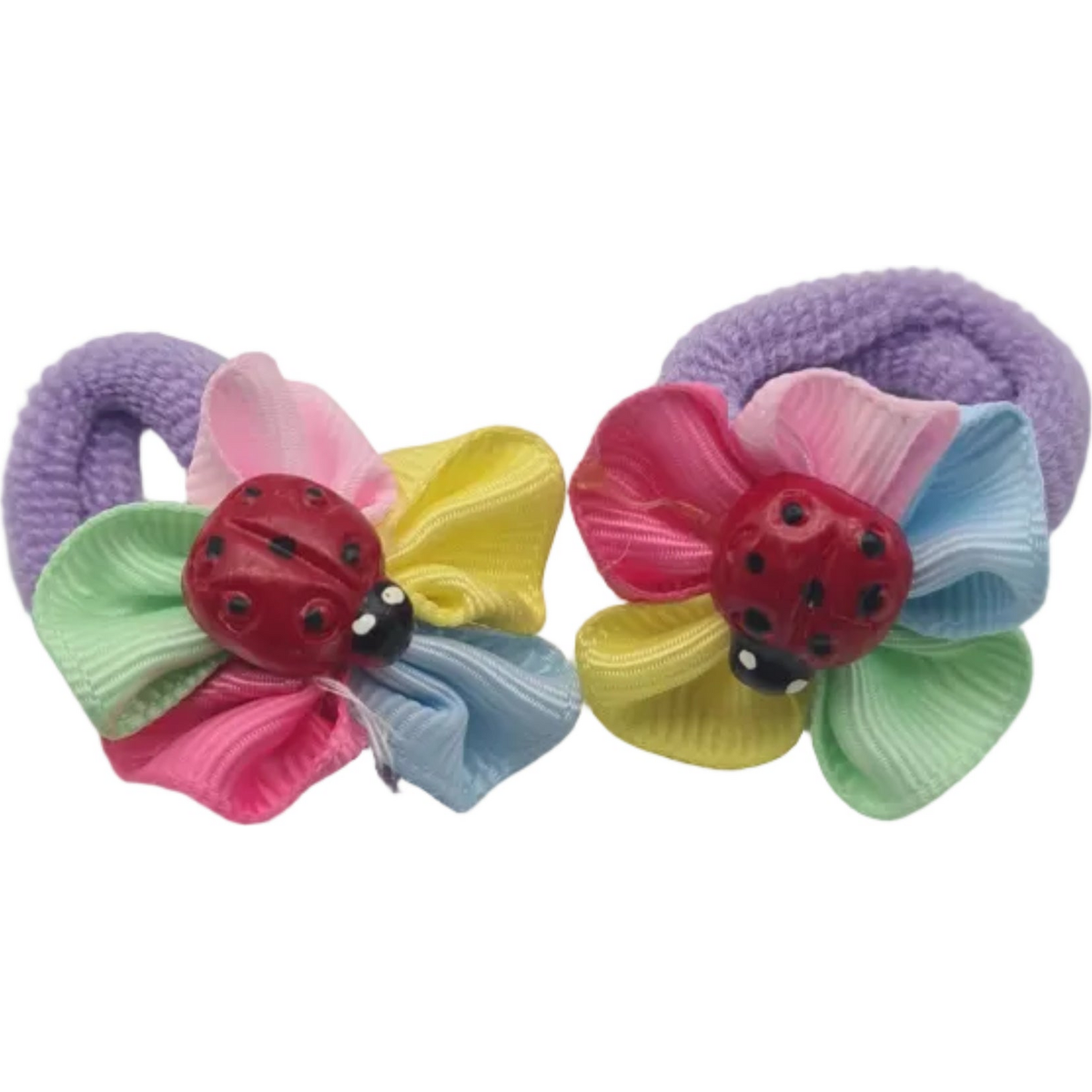 Migant colorful flower hair elastics with purple loops