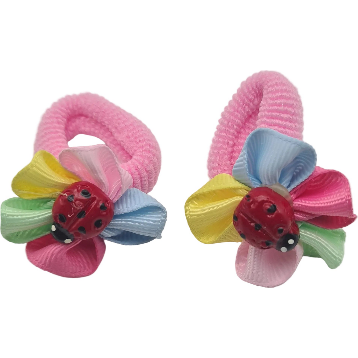 Migant colorful flower hair elastics with pink loops