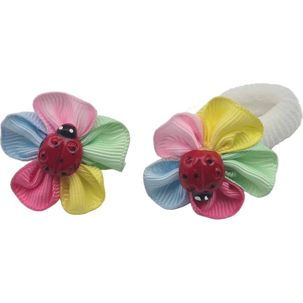 Migant colorful flower hair elastics with white loops