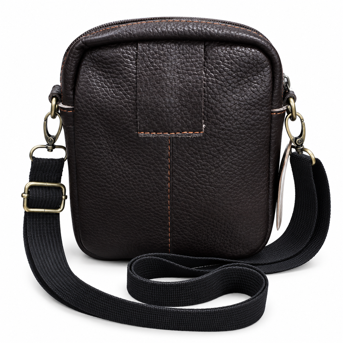 Migant dark brown genuine leather crossbody bag rear view