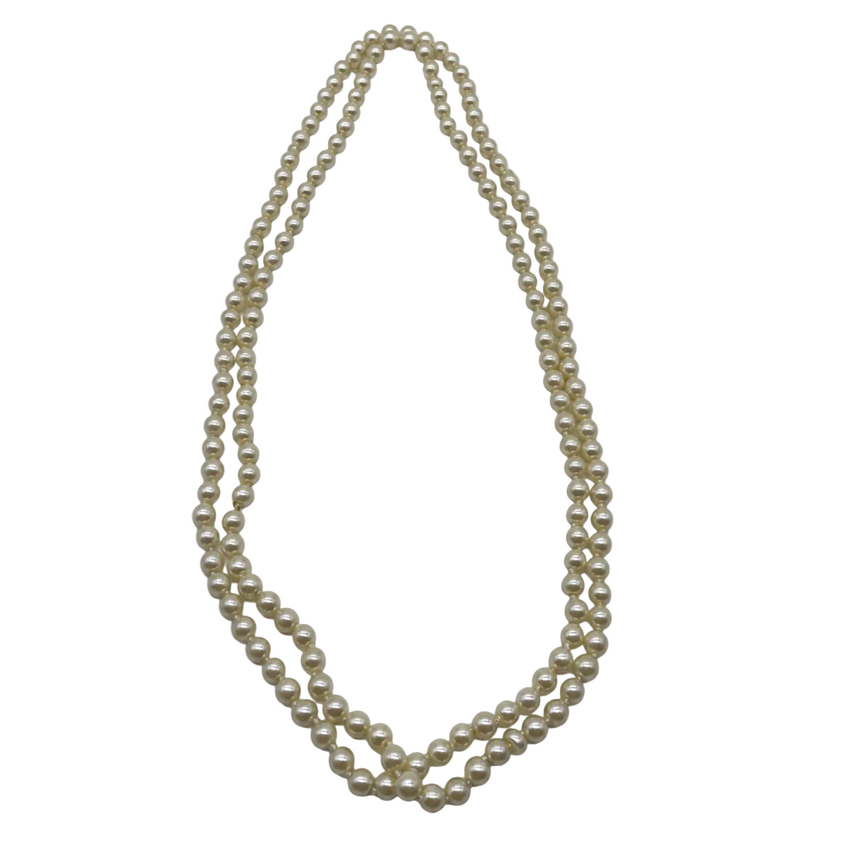 Migant double strand creamy white pearl necklace
