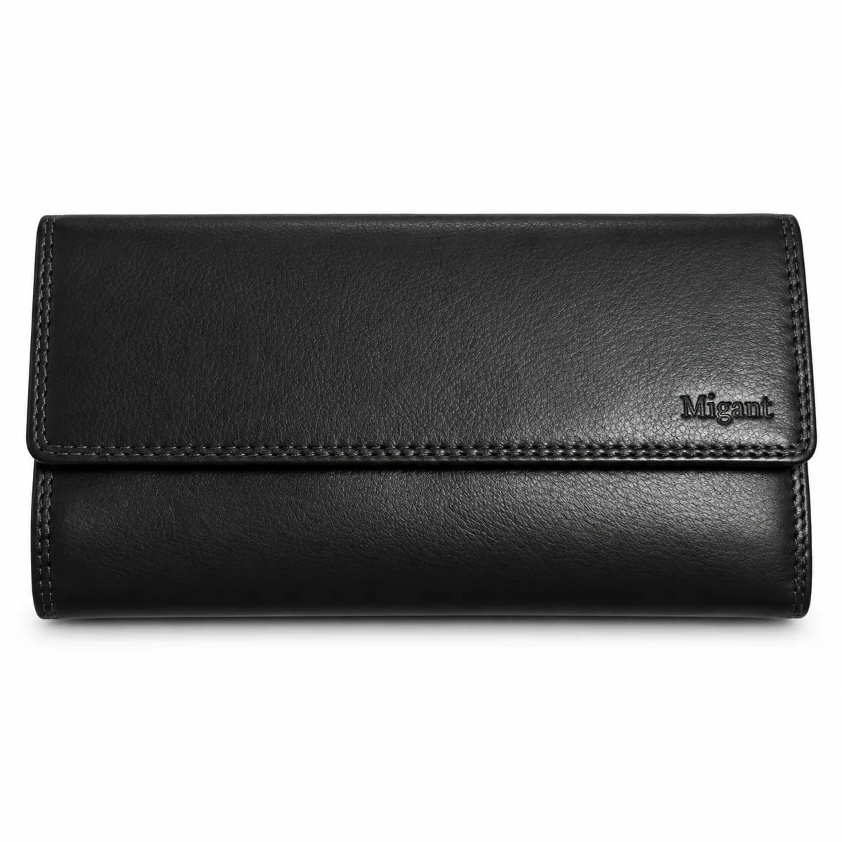 Migant Women's Black Long Wallet with Zip Coin Pocket