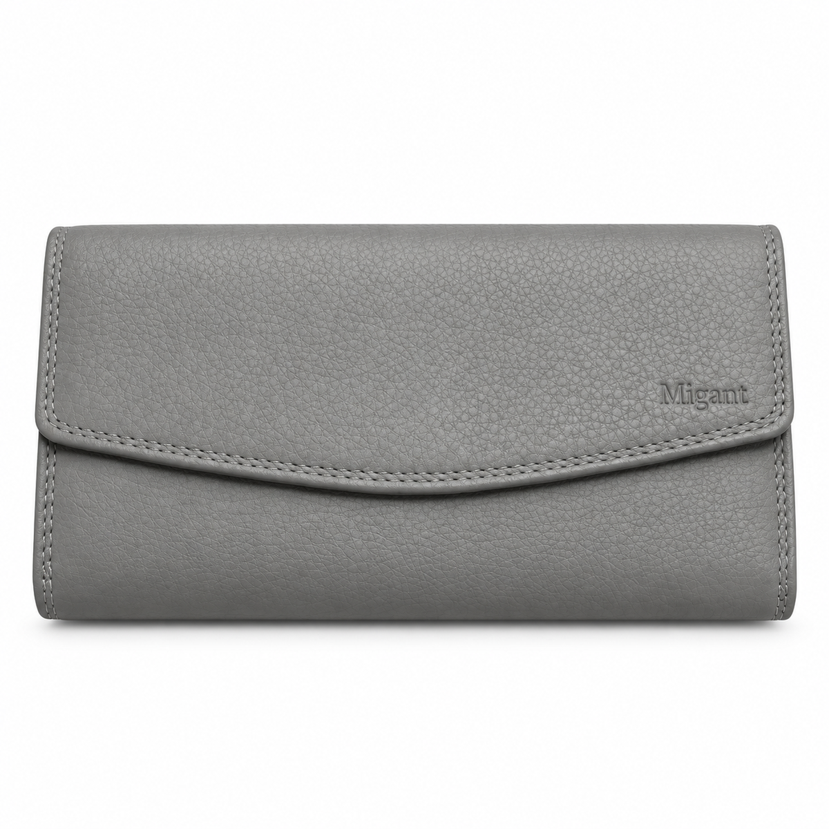 Migant women's flap long wallet in Grey