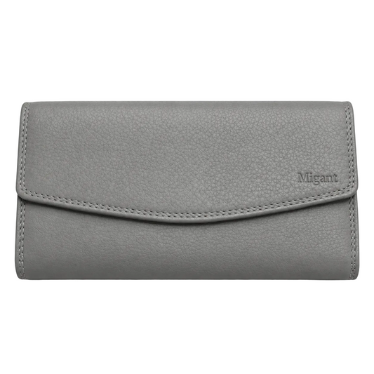 Migant women's flap long wallet in Grey