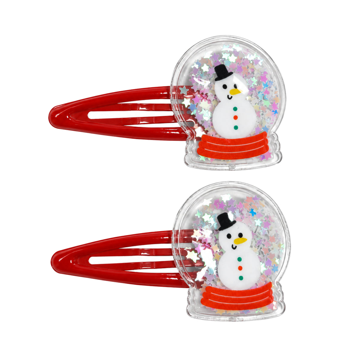 Migant Kids two-piece Christmas shaker snap hair clip set with snowman design