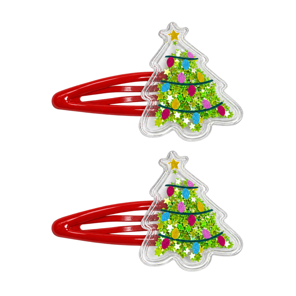 Migant Kids two-piece Christmas shaker snap hair clip set with Christmas tree design
