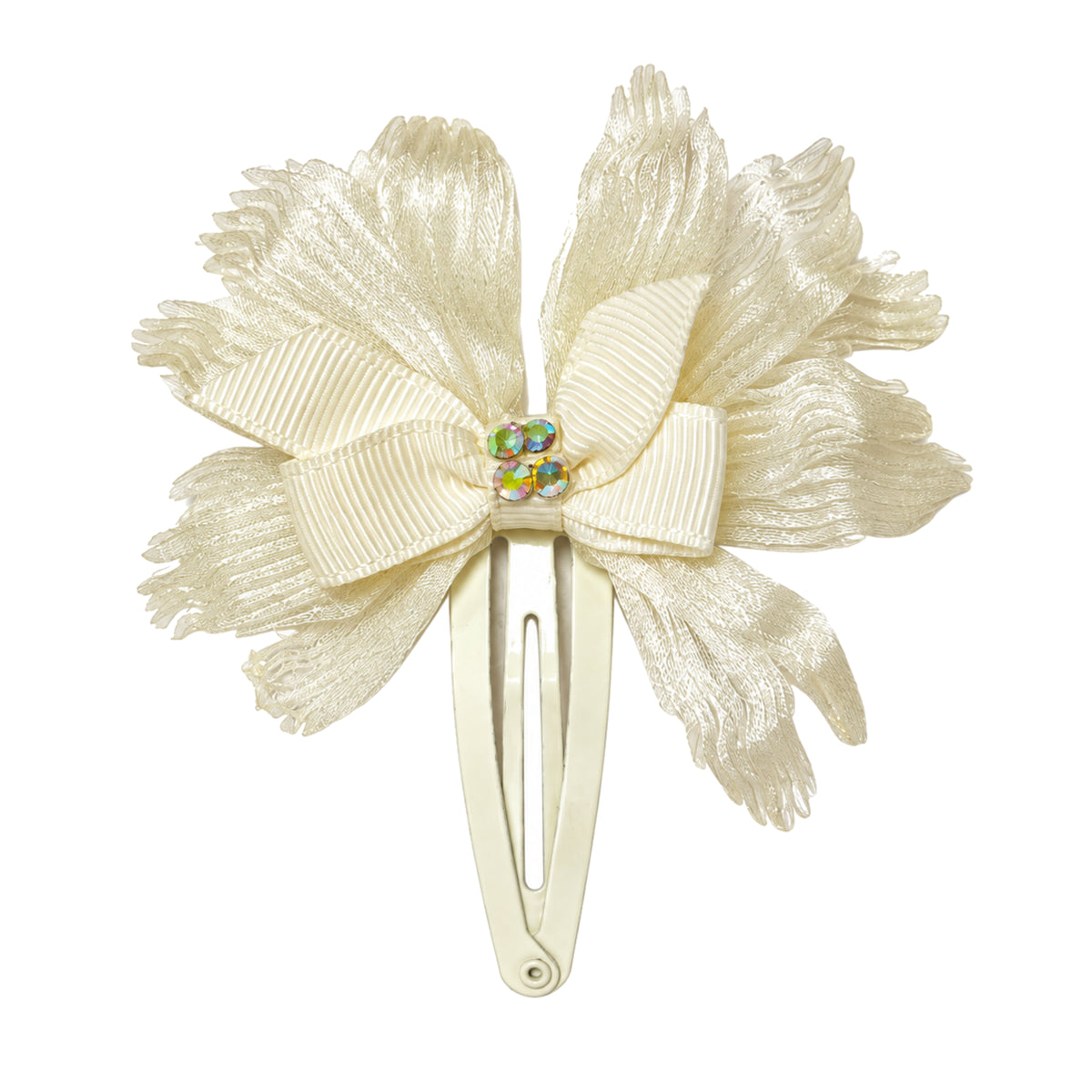 Migant Kids floral bow snap hair clip in ivory