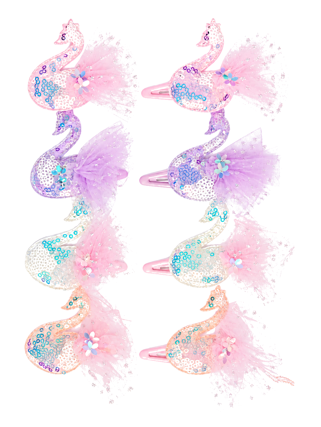 Migant Kids sequin swan hair clips in four colors