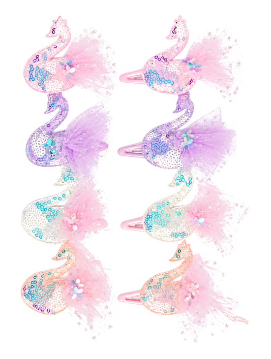 Migant Kids sequin swan hair clips in four colors