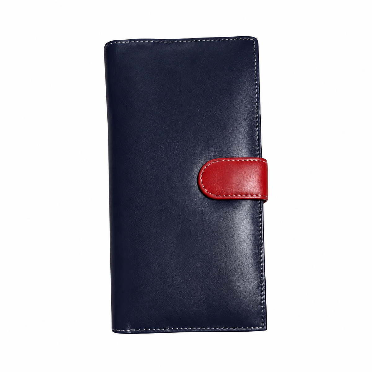 Migant Red and Navy leather long wallet - rear view